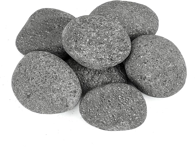 Skyflame 3-5 Inch Round Lava Rock Pebbles, 10 Pounds Black Natural Tumbled by Skyflame