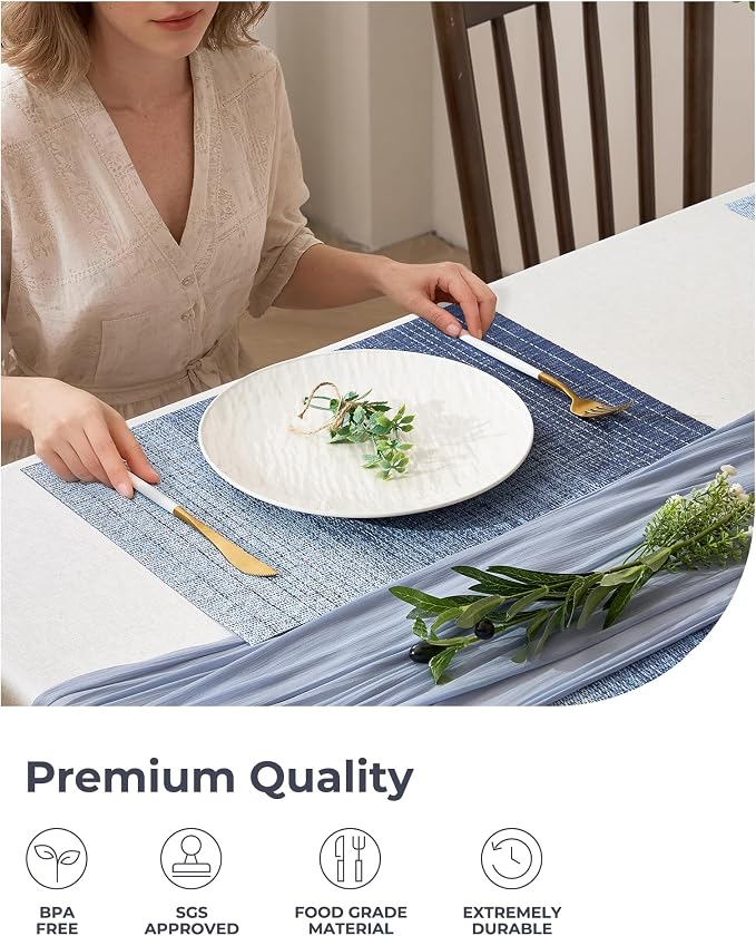 Leetaltree Gradient Blue Woven Placemats Set of 6 - Image 6