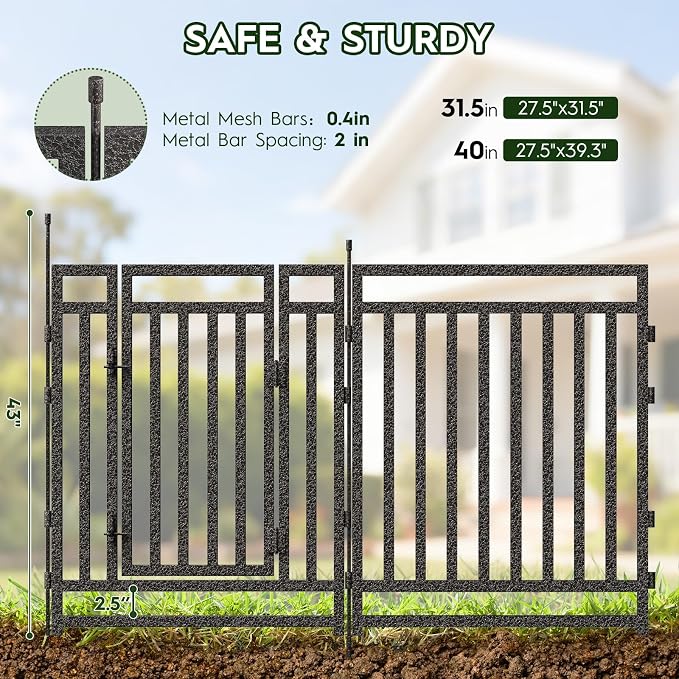 Garden Fence 40in x 18ft, 7 Panels + 1 Gate, Durable Outdoor Yard Barrier - Image 3