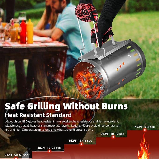 BBQ Gloves, 1472°F Heat-Resistant and Anti Slip Long Grilling Gloves, One Size - Image 2