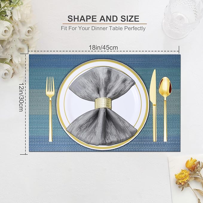 BETEAM Placemats Set of 12, Woven Vinyl Placemat - Image 5