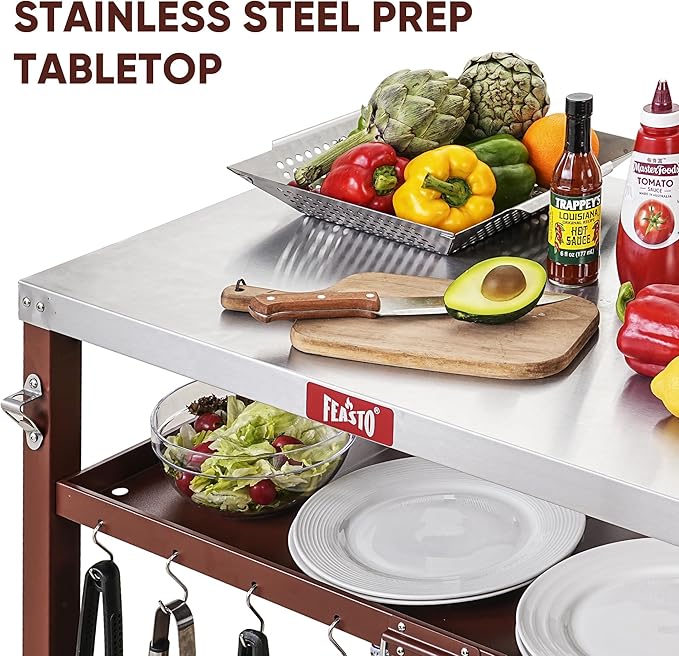 3-Shelf Outdoor Grill Table, Pizza Oven Table - Image 5