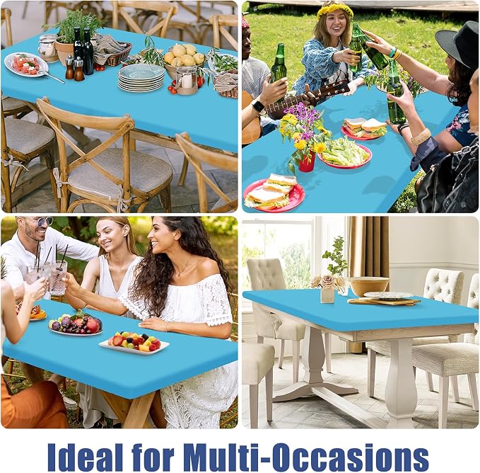 Spandex 6 Foot Rectangle Table Cloth 6 Pack, Elastic Fitted Tablecloths - Image 9