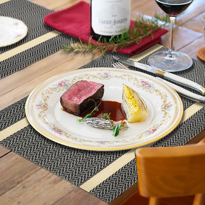 Modern Placemats Set of 8-Durable PVC Table placemats, Vinyl Woven Place Mats - Image 5