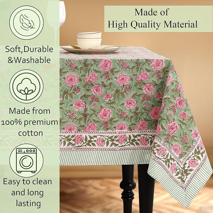 CPC Tablecloth 100% Cotton 60x60 Inch Indian Block Print Square Table Cover - Image 7