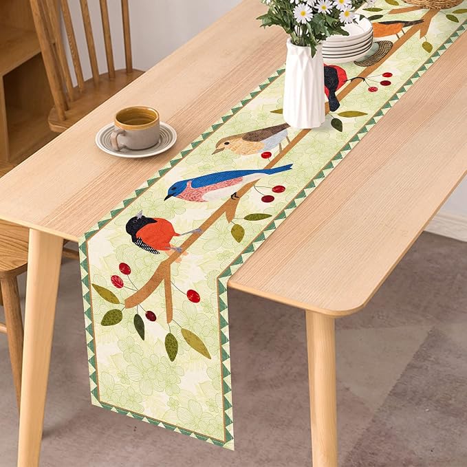 Seliem Summer Birds Tree Branches Table Runner, Cardinal Home Kitchen Dining - Image 5