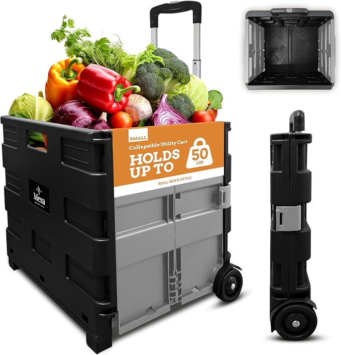 Inspired Living Ultra-Slim Rolling Collapsible Storage Pack-N-Roll Utility-carts by Inspired+Living