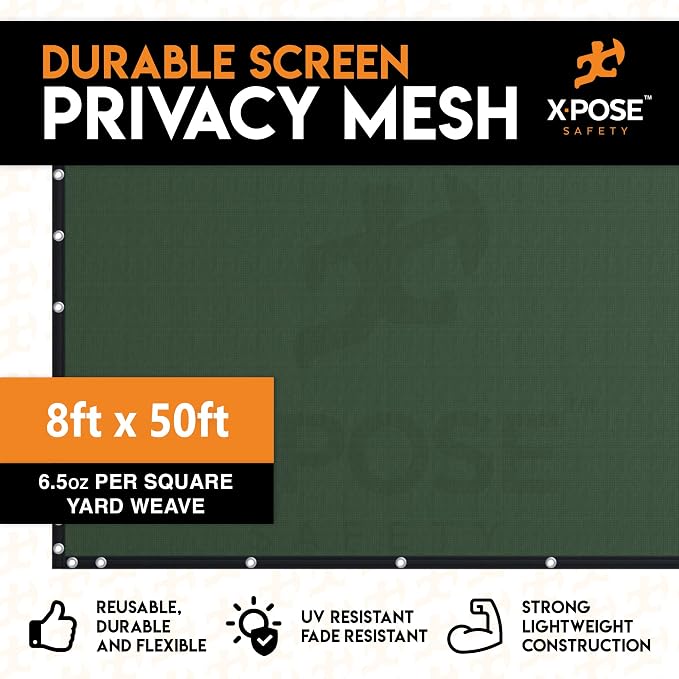 Xpose Safety Privacy Fence Screen 8’ x 50’ – Heavy Duty Green Mesh - Image 3