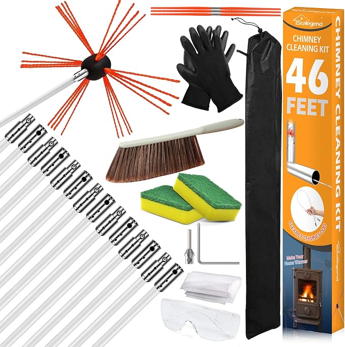 Sealegend 46 Feet Chimney Cleaning Kit Chimney Brush, Chimney Sweep Kit and by Sealegend