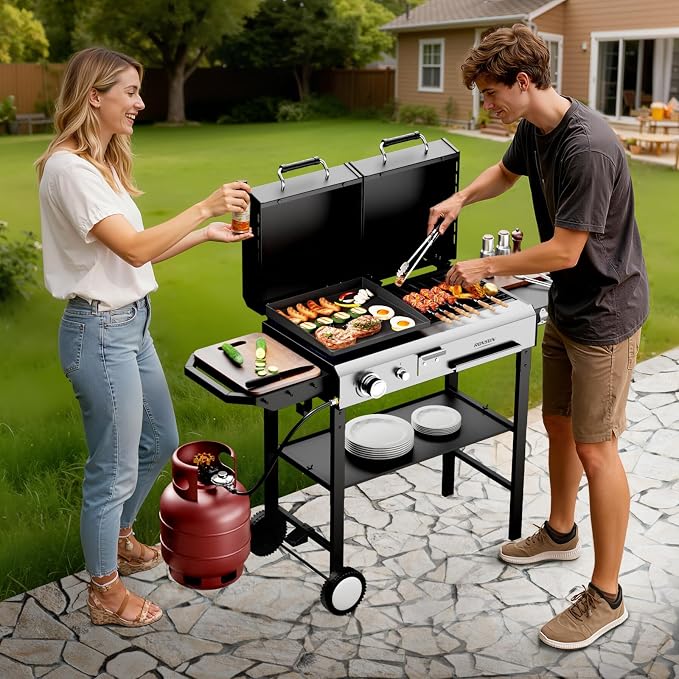 Bonnlo Propane Flat Top Griddle and Charcoal Grill Combo - Image 7