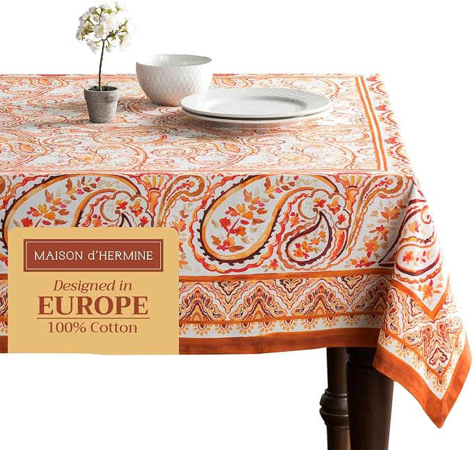 Maison d' Hermine Table Cloth Square Table 100% Cotton 60 x 60 Inches Fall by MaisondHermine
