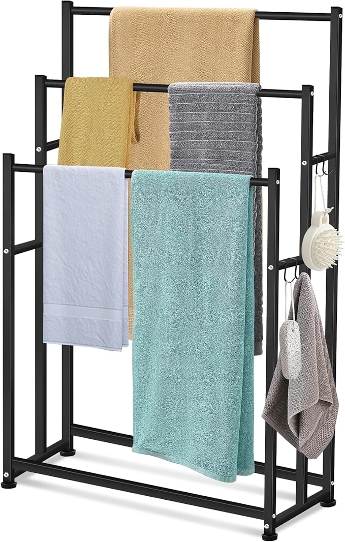 47.6 Inch Tall Free Standing Towel Racks 3 Tier Pool Towel Rack Outdoor by Inchoco