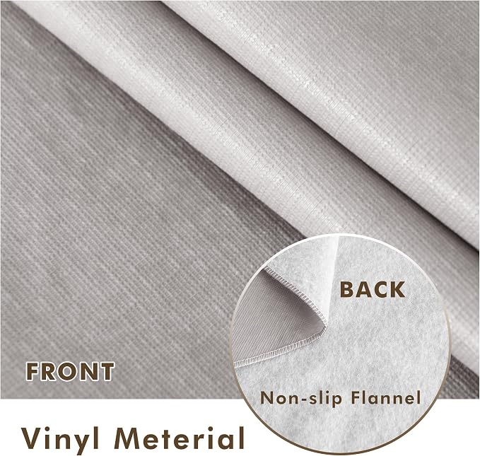 Nasitos 2 Pack Round Tablecloth 60 Inch-Flannel Backed Vinyl Silver Tablecloths - Image 3