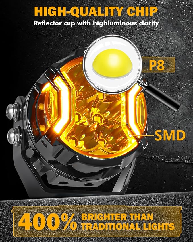 Auxbeam V-Ultra Series 3 Inch 108W LED Round Pods, 3 Modes Offroad Driving Side - Image 5