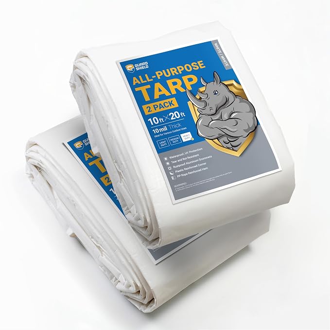 GUARD SHIELD Tarps Heavy Duty Waterproof 10x20 Feet White Poly Tarp Cover by GUARDSHIELD