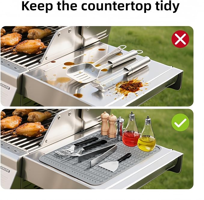 Grill Accessories, 16x12 Inch Silicone Heat Resistant Mat, BBQ Tool Rest Pad - Image 3