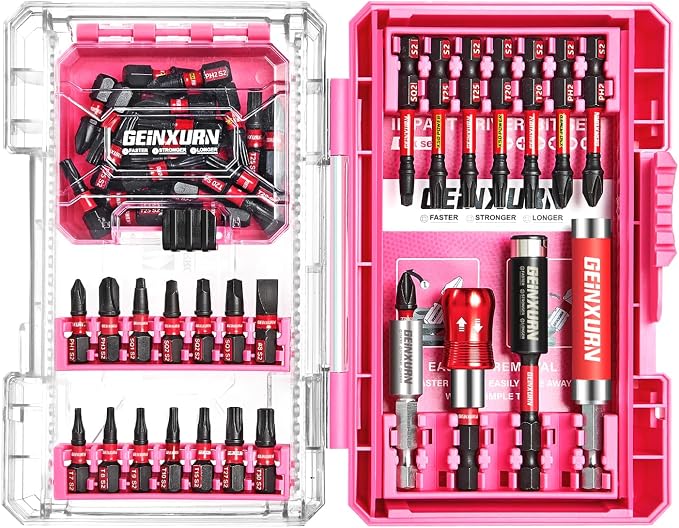 56Pieces Impact Screwdriver Bits Set, Magnetic S2 Steel by GEINXURN