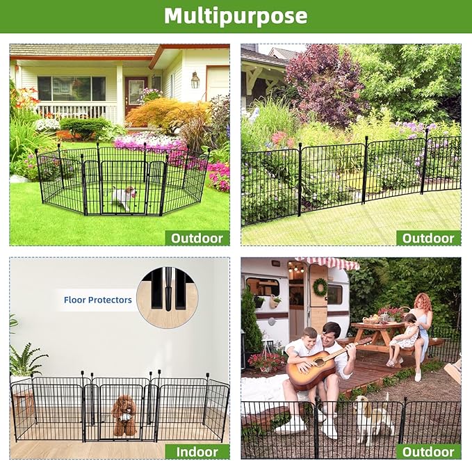 ADAVIN Garden Fencing 36 Inch High, Low Threshold Door, 10 Panels Total 22.1 Ft - Image 5