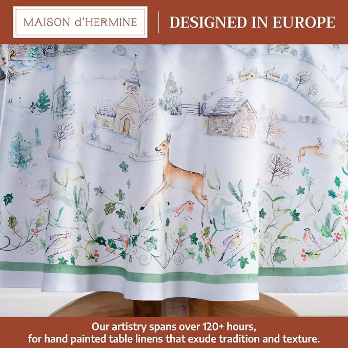 Maison d' Hermine Table Cloth Round Table 100% Cotton 63 Inches Fall Tablecloth - Image 2