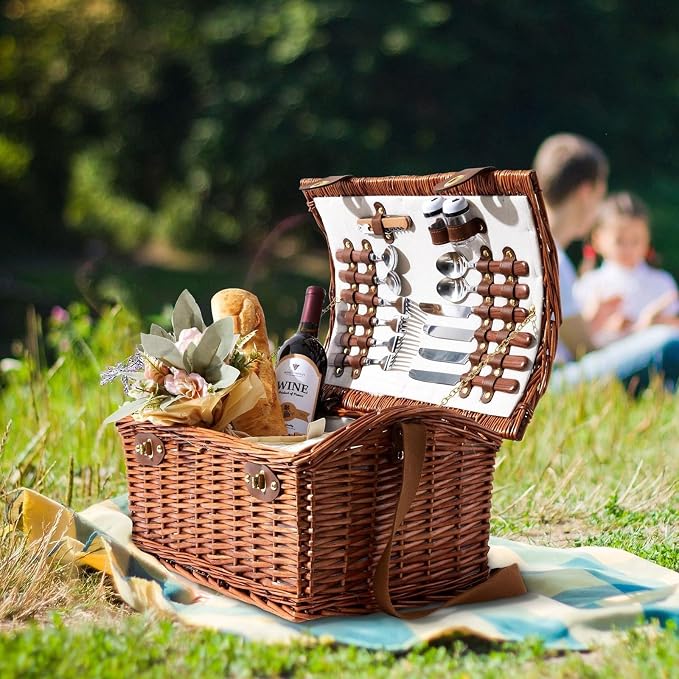 Juvale Picnic Basket for 4 People - Image 2