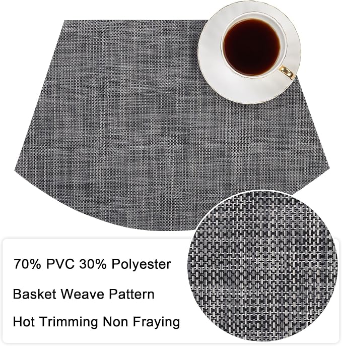 SHACOS Wedge Placemats Set of 4 Woven Vinyl Small Round Table Placemats Wipe - Image 4