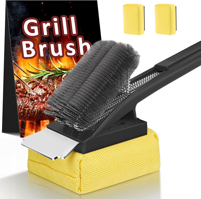 BBQ Grill Brush with Scraper-Removable BBQ Clearning Brush Head with Wire by PePeng