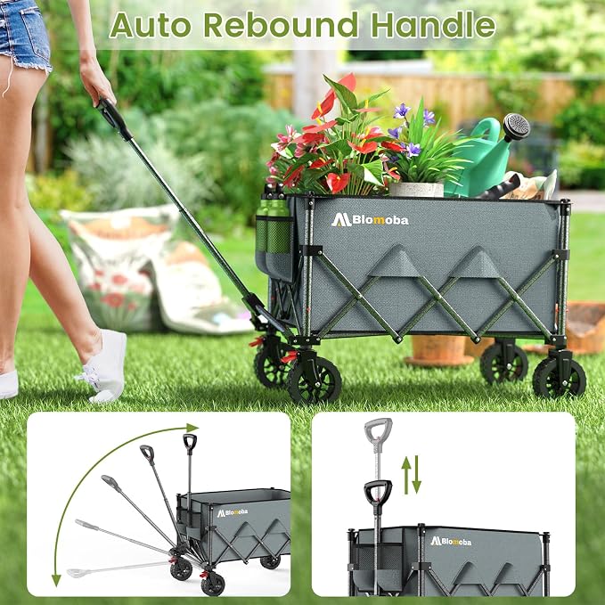 Collapsible Wagon Cart, 150L Heavy Duty Foldable Beach Wagon - Image 8