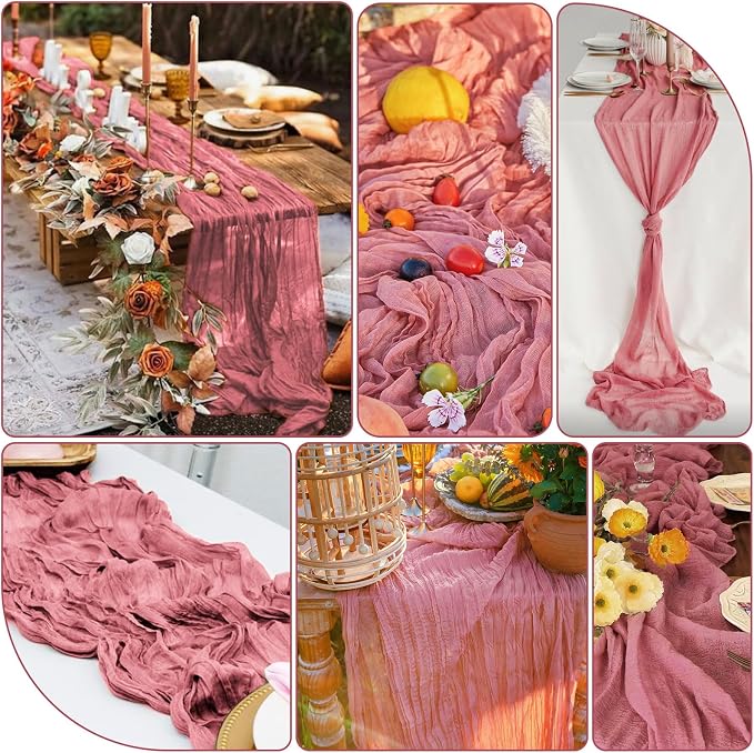 20 Packs Cheesecloth Table Runner 10FT Long Boho Gauze Fabric Table Runner - Image 3