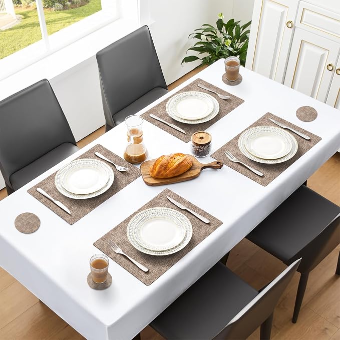 MOSAYT Faux Leather Placemats Set of 12, Heat Resistant Vinyl Place Mats - Image 6
