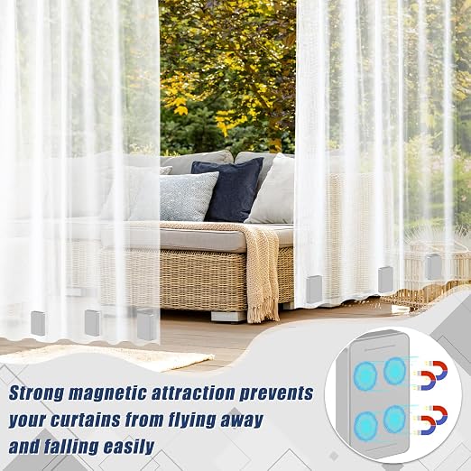 32 Pcs Outdoor Curtain Weights, 16 Pairs Upgrade to Heavier Magnetic Drapery - Image 5