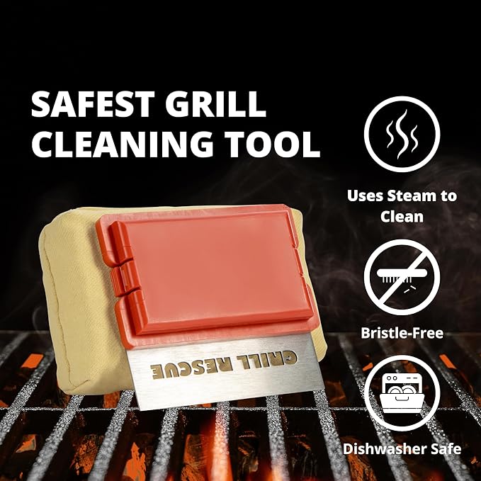 Grill Brush with Replaceable Bristle-Free Scraper Head, 600°F Rated