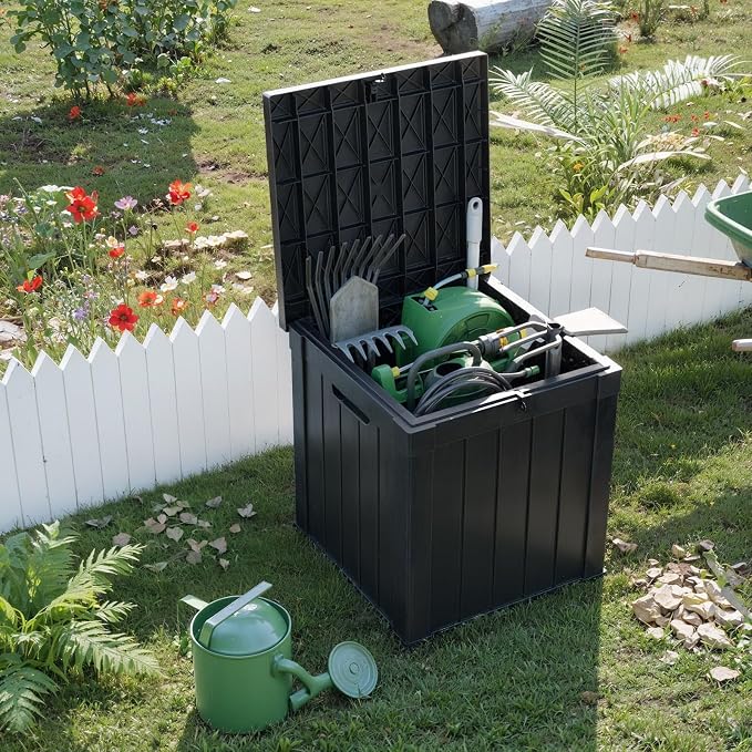 51 Gallon Resin Deck Box, Lockable Patio Outdoor Storage Box - Image 3