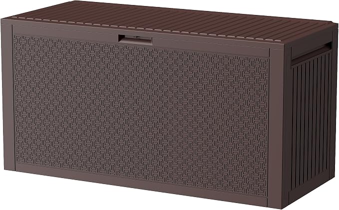 ZYJOYY 90 Gallon Resin Deck Box, Weatherproof Outdoor Storage Box by ZYJOYY