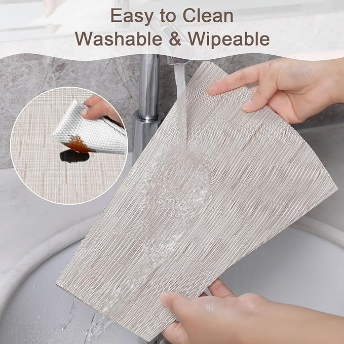 SHACOS Wedge Placemats for Small Round Table Set of 4 Woven Vinyl PVC Placemats - Image 5