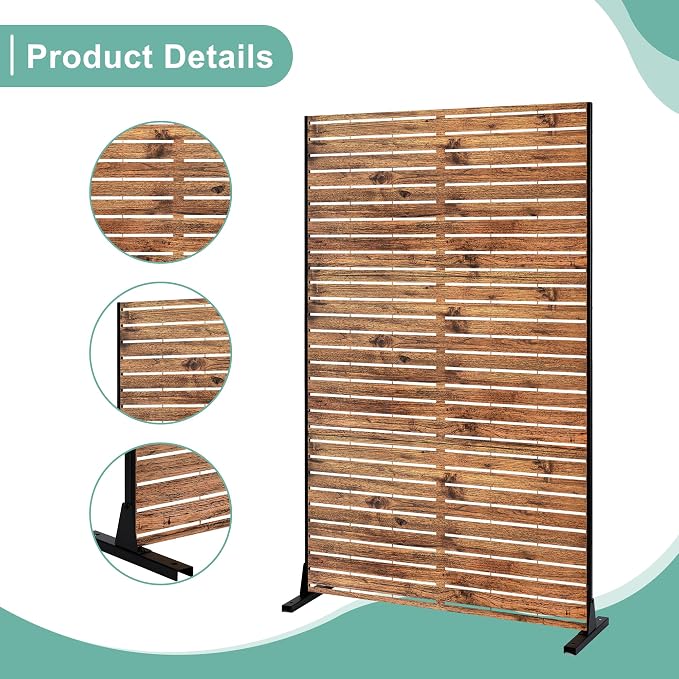 Metal Privacy Screen for Outdoor & Indoor Use, Free Standing Privacy Screen for - Image 4