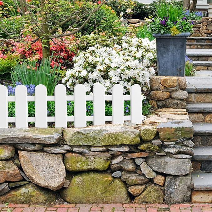 Housoutil 6Pcs Plastic Yard Fence Garden Edging Decorative Picket Fence - Image 9