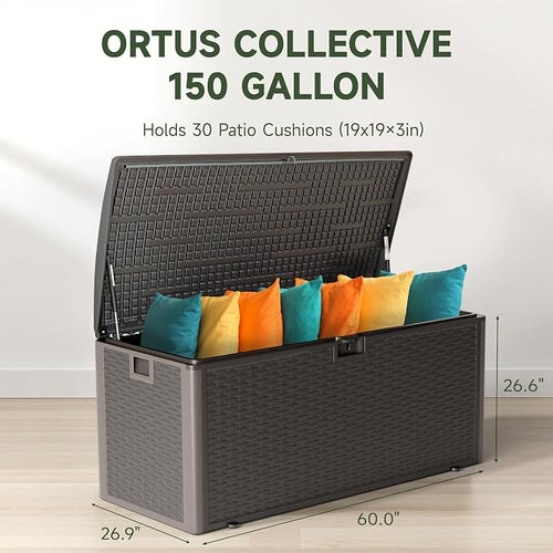 150 Gallon Deck Box, Double Layer Waterproof Resin Outdoor Indoor Storage Box - Image 2