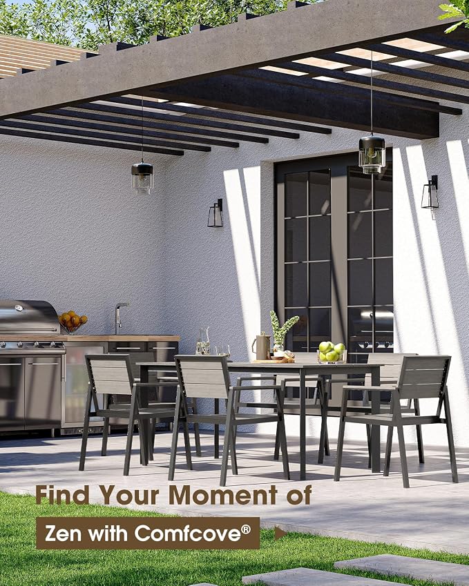 Outdoor Patio Dining set for 4，Aluminum & HDPS 5 Piece Patio Table and Chairs - Image 7