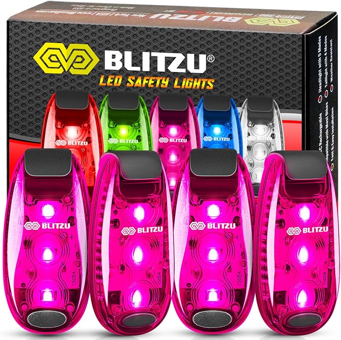 4 Pack LED Safety Light, Clip on Reflective Gear Lights by BLITZU