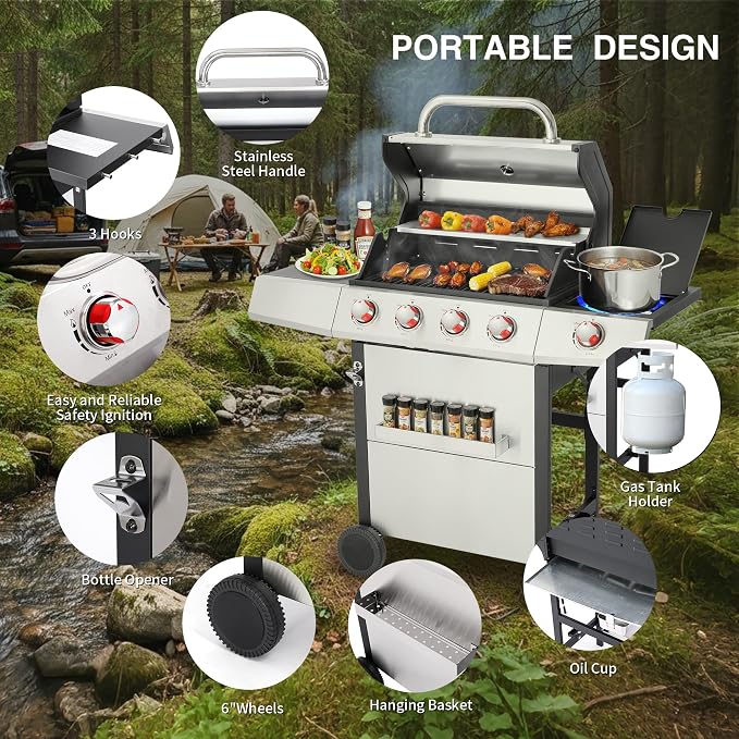 Griddle Grill Combo, Propane Gas and Charcoal Grill Combo, Outdoor BBQ Grills - Image 7