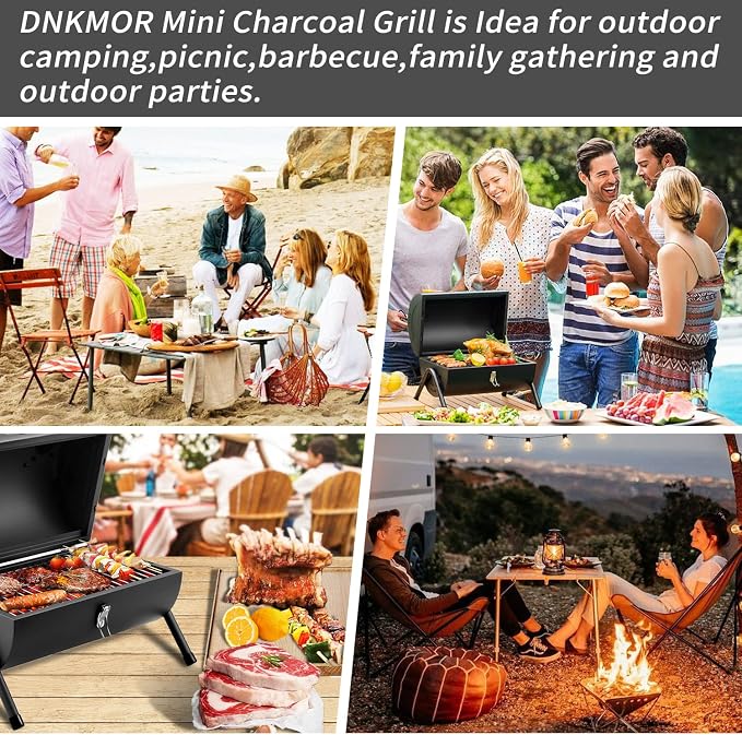Portable Charcoal Grill, Tabletop Outdoor Barbecue Smoker, Small BBQ Grill - Image 6