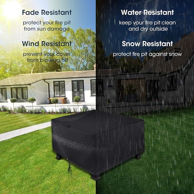 Unicook Square Fire Pit Cover 38 Inch, Heavy Duty Waterproof Fire Table Cover - Image 4