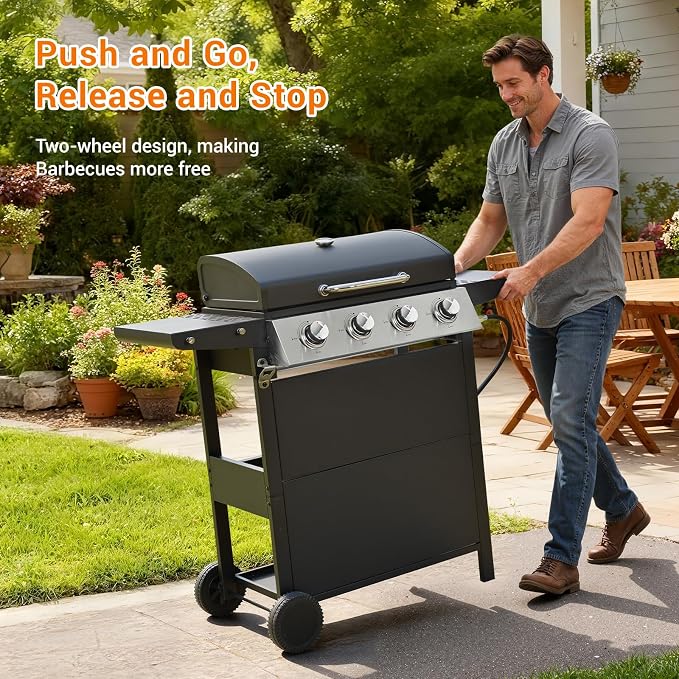 4-Burner Stainless Steel Gas Grill | 34, 000 BTU Total Output & 421 sq.in - Image 7