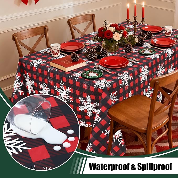misaya Rectangle Waterproof Vinyl Table Cloth, Wipeable Tablecloth - Image 3
