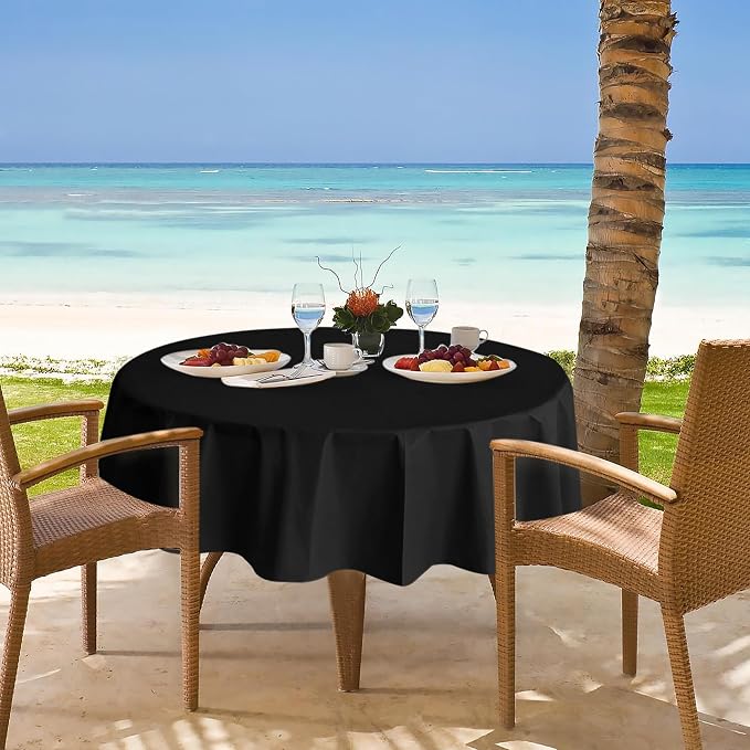 Nasitos 2 Pack Round Black Tablecloth 60 Inch-Vinyl Tablecloths Spill-Proof - Image 7