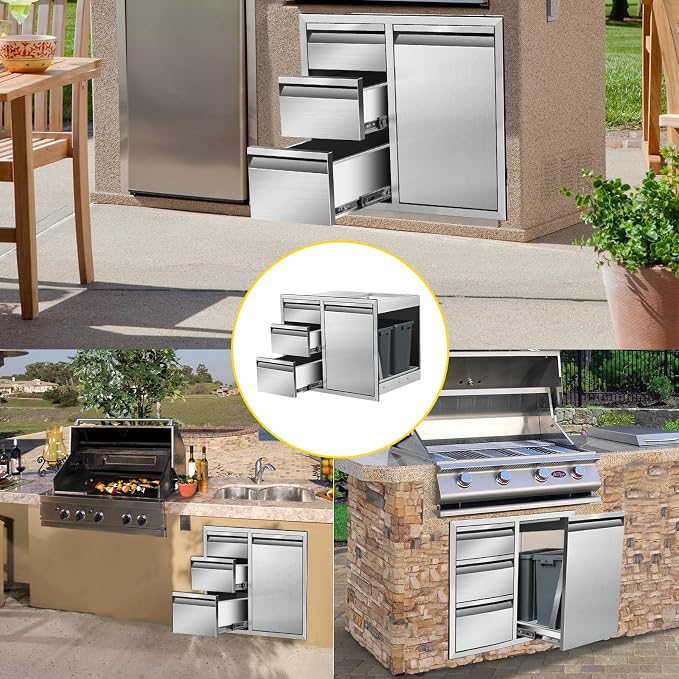 Outdoor Kitchen Door Drawer Combo Cabinet 28" W x 22" H x 19.5" D Stainless - Image 6