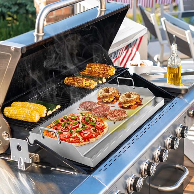 GasSaf Universal Stainless Steel Griddle, Large Grill Flat Top Pan - Image 6
