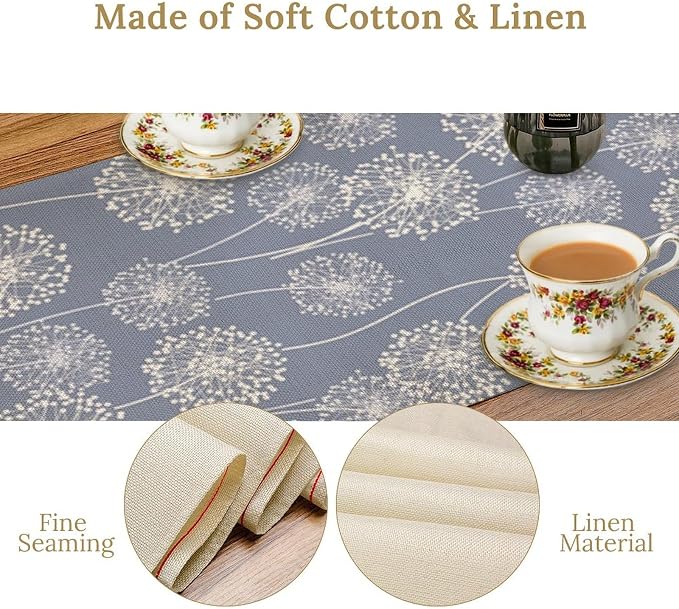 Dandelions Farmhouse Table Runner, Vintage Summer Fall Rustic Country Table - Image 7
