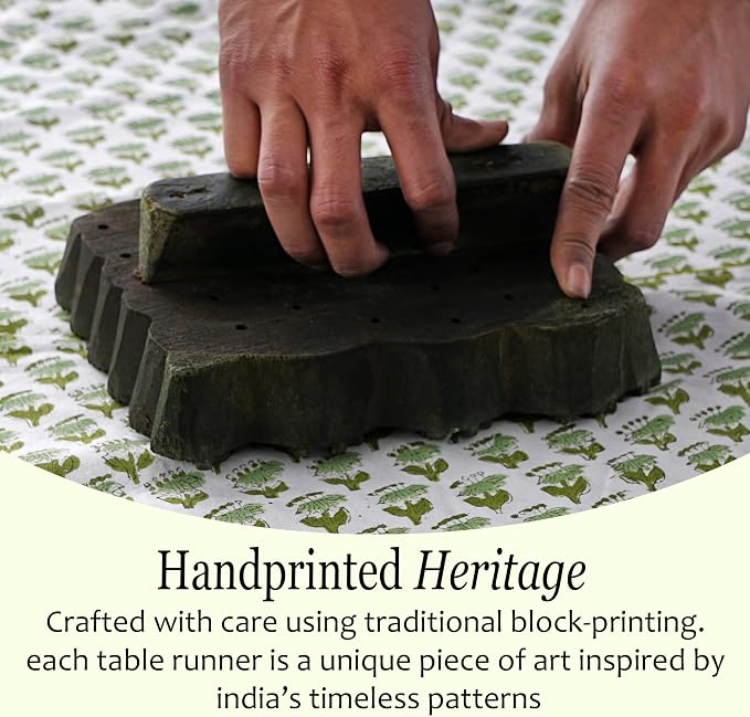 CPC Cotton Table Runner 16x90 Inch Block Printed Long Fall Table Runner - Image 9