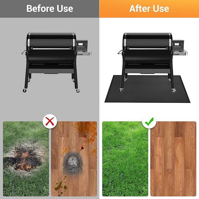 Grill Pad Floor Mat 48 x 65 Inch Fiberglass with Silicone Coating
